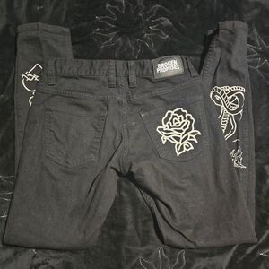 Broken Promises Black Jeans with White Details